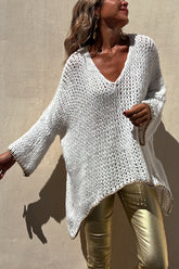 Chill Touch Strickpullover mit Streifenbesatz und lockerem Schnitt